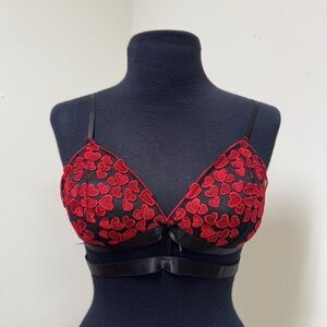 Elegant Red and Black Lace Bralette